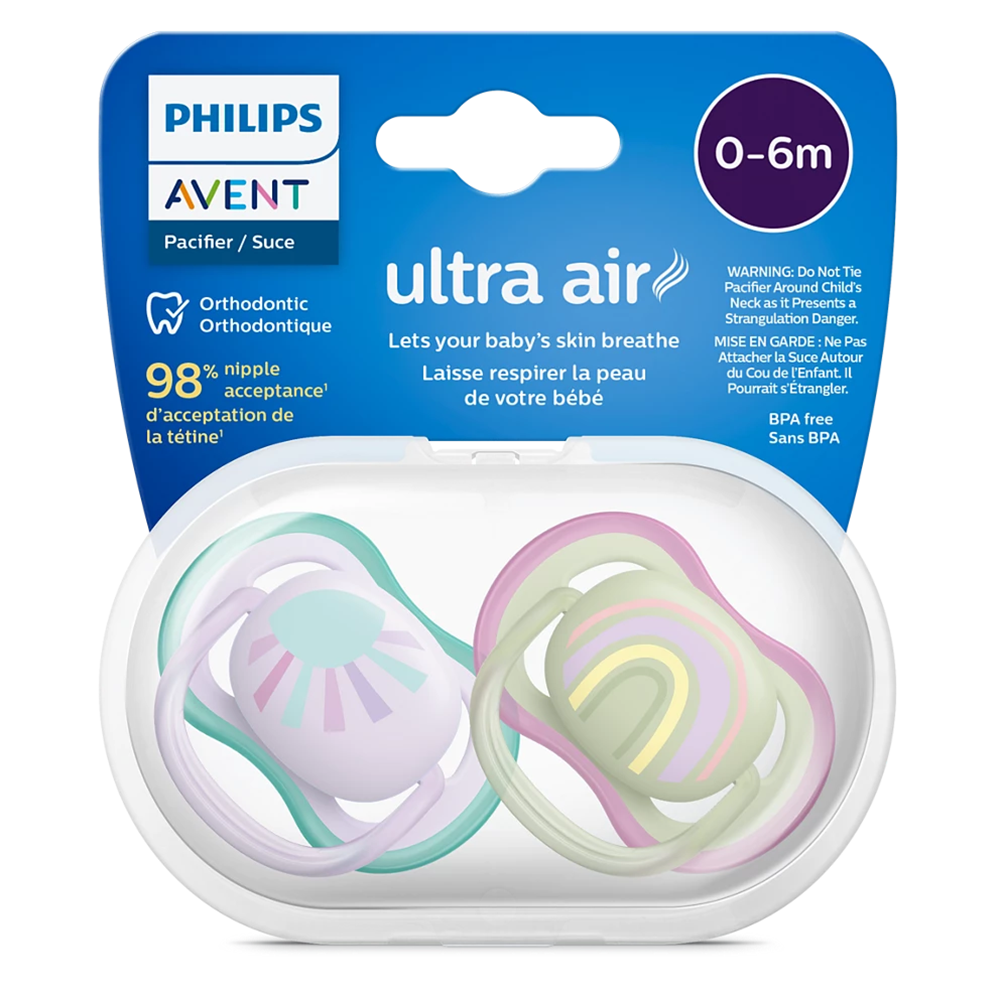 Philips AVENT 0-6m Ultra Air Pacifier, 2-pack