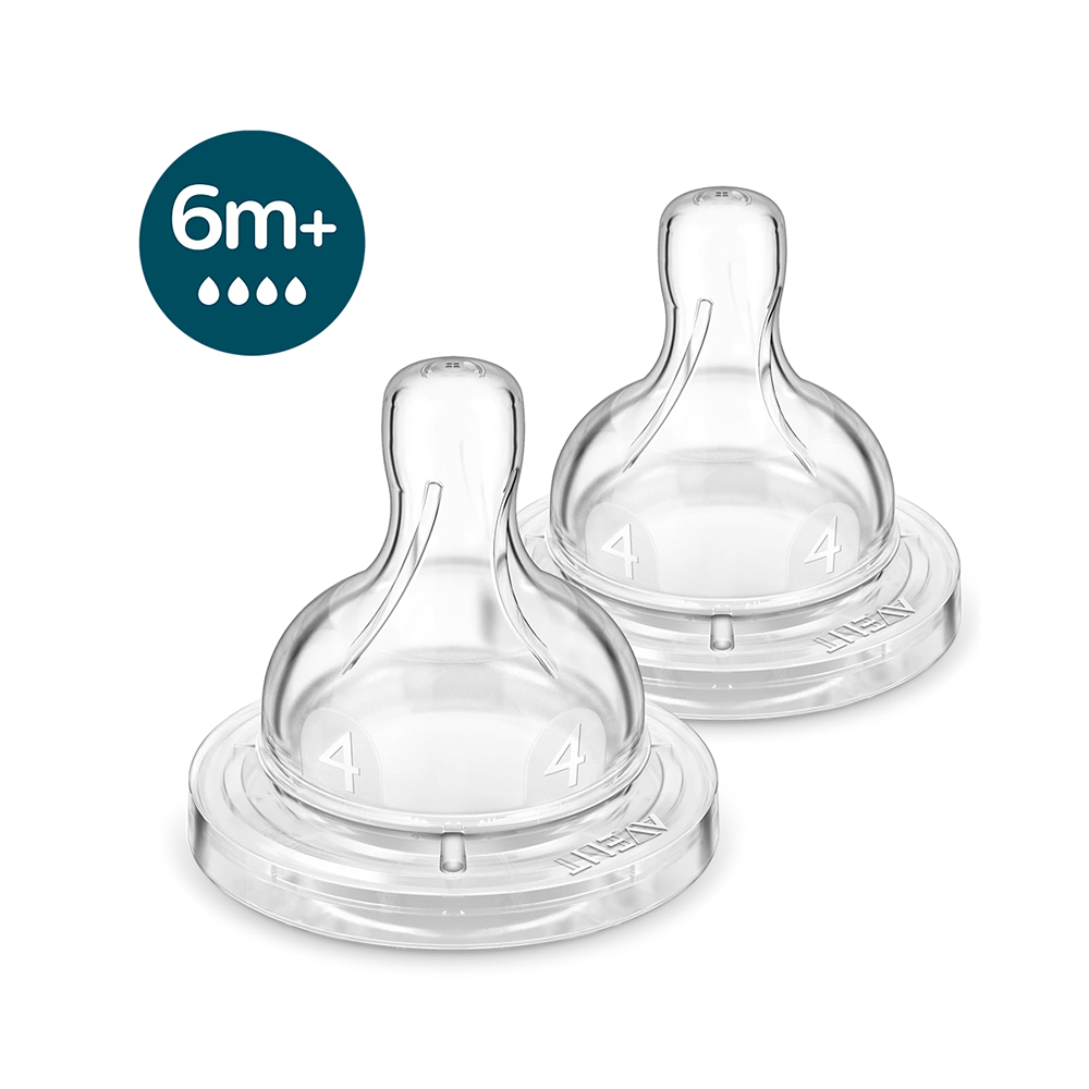 6m+ Anti-Colic Flow 4 Nipples, 2-pack