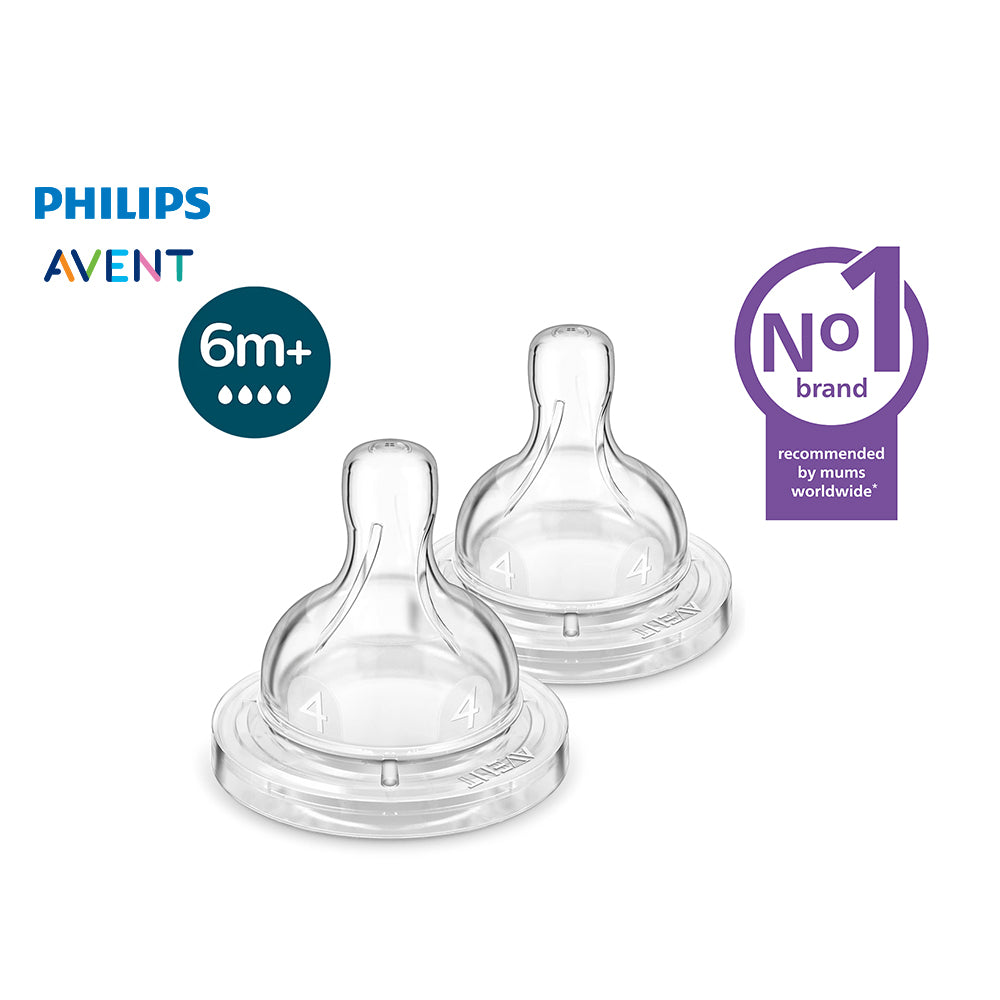 6m+ Anti-Colic Flow 4 Nipples, 2-pack