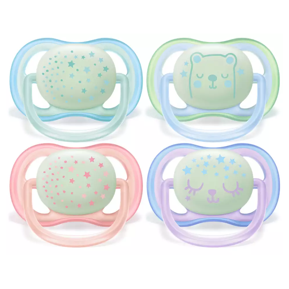0-6m Glow in the Dark Ultra Air Night Time Pacifier, 2-pack