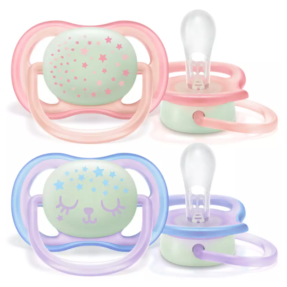 0-6m Glow in the Dark Ultra Air Night Time Pacifier, 2-pack