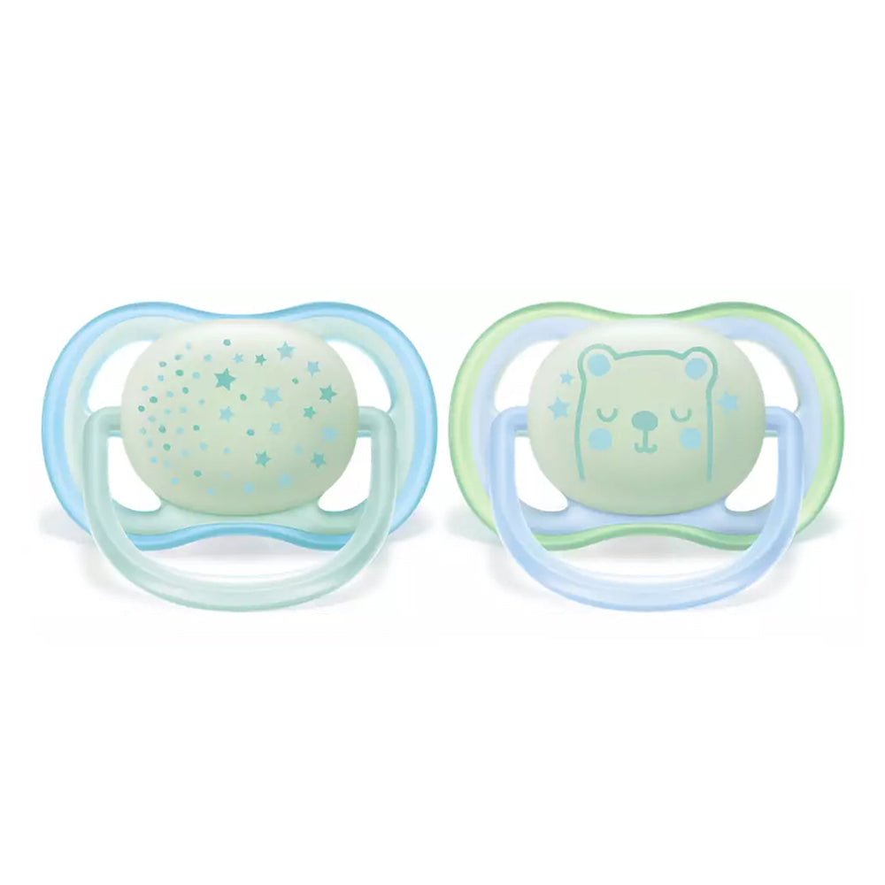 0-6m Glow in the Dark Ultra Air Night Time Pacifier, 2-pack