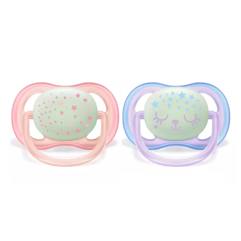0-6m Glow in the Dark Ultra Air Night Time Pacifier, 2-pack