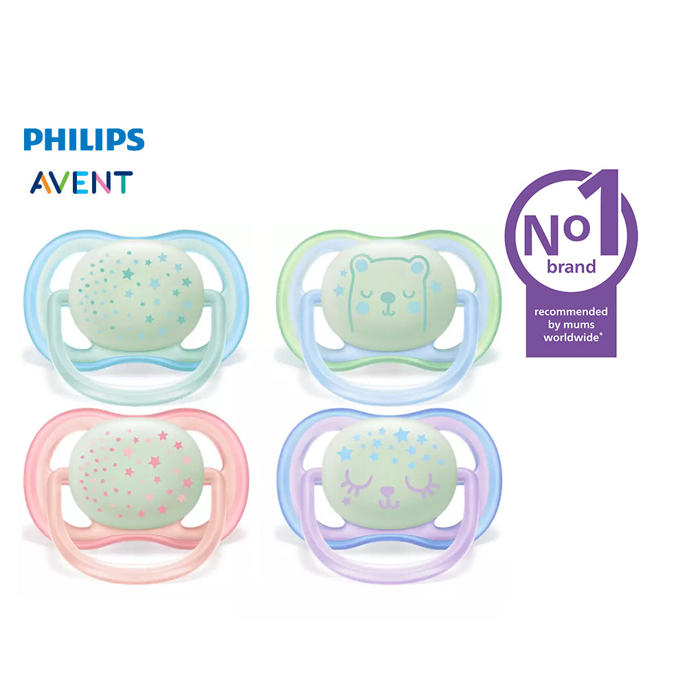 0-6m Glow in the Dark Ultra Air Night Time Pacifier, 2-pack