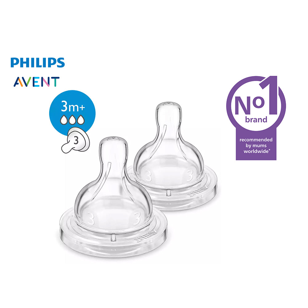 3m+ Anti-colic Medium Flow Nipples, 2-pack
