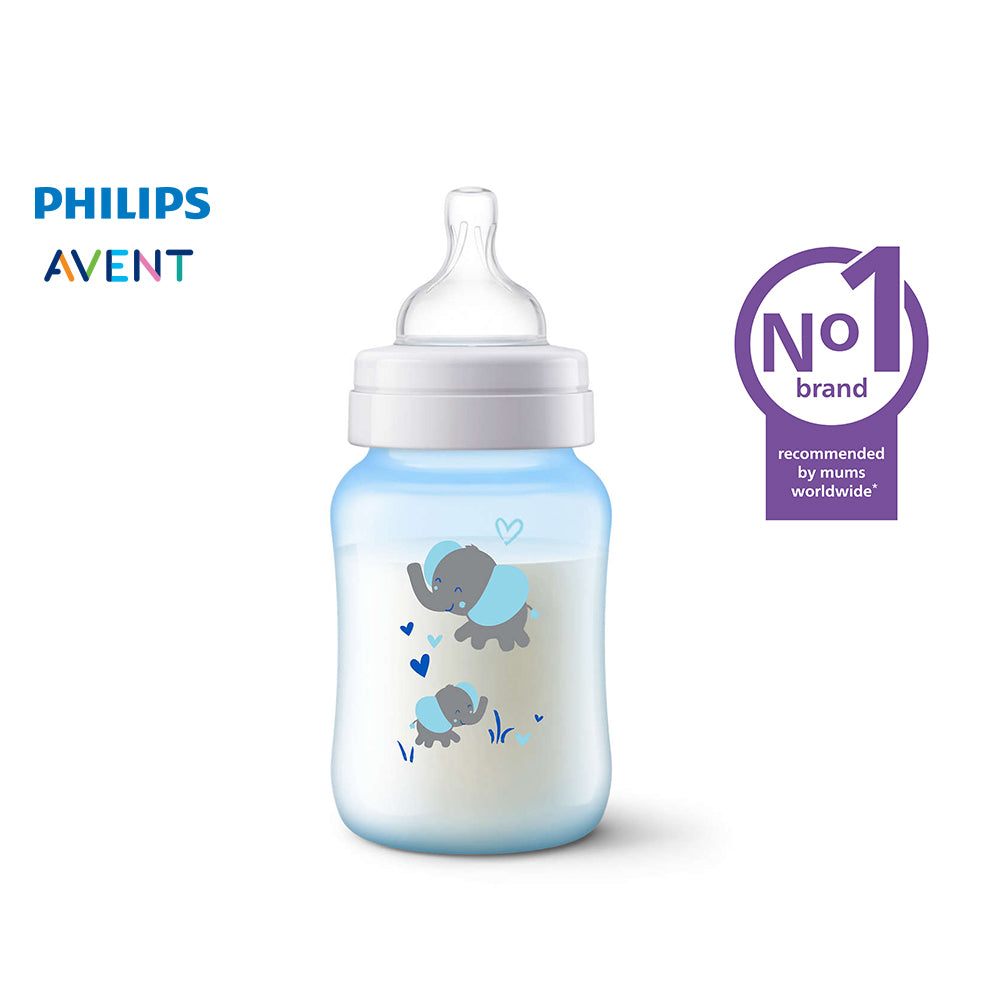 9oz Anti-colic Baby Bottle Blue Elephant